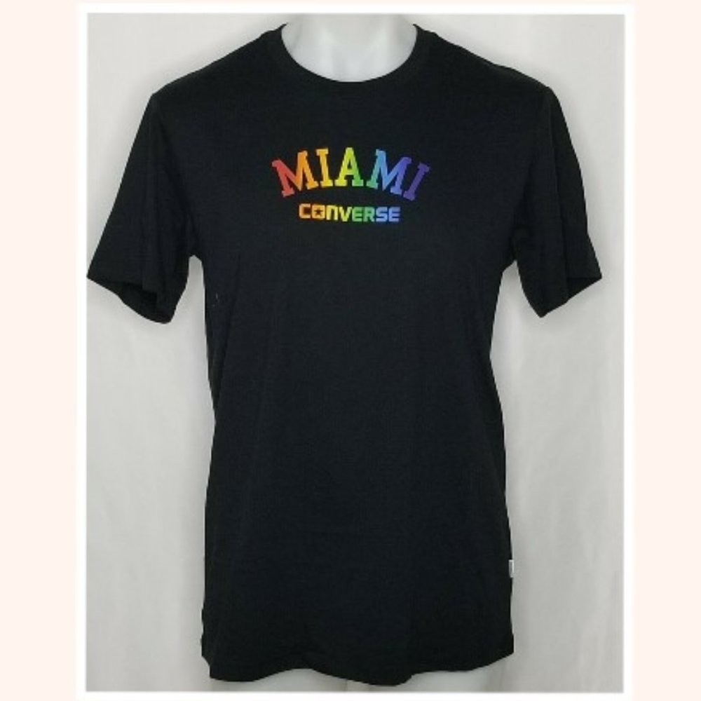 Converse Miami Mens Pride Graphic Tee Black 100% Cotton T-Shirt Size L